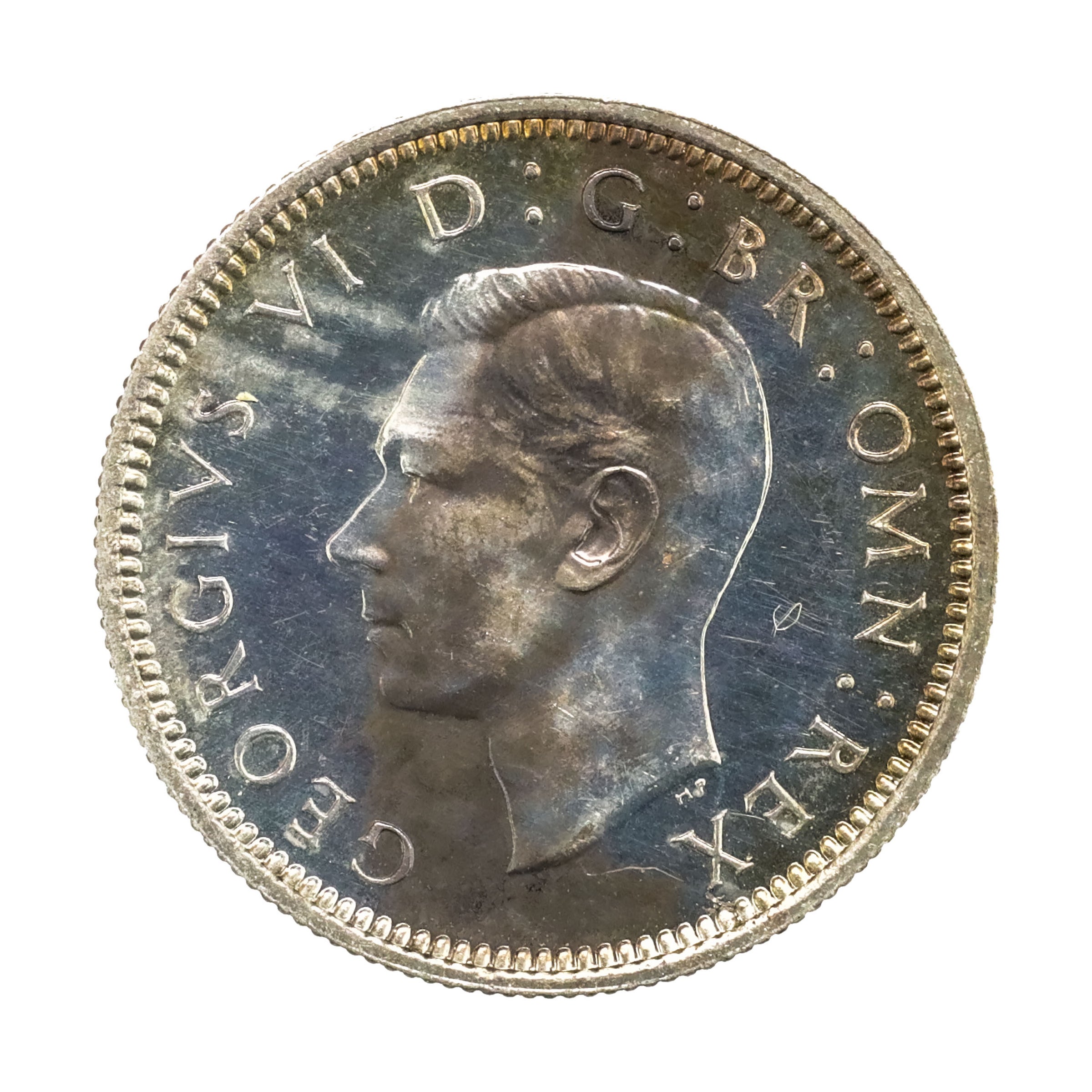 イギリス 1937年 6ペンス 銀貨 ジョージ6世 プルーフ レア Great