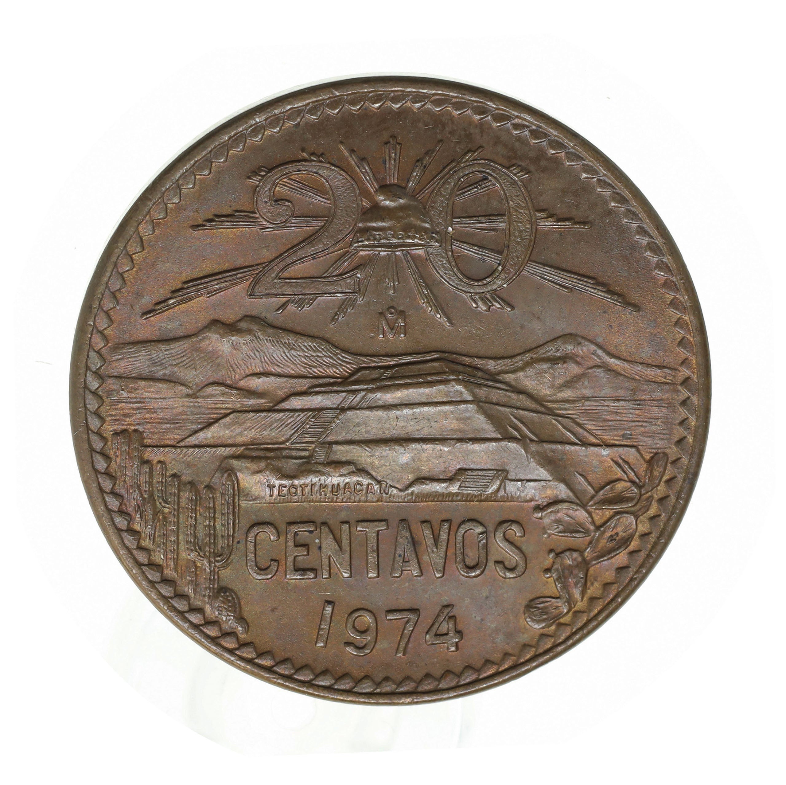 メキシコ 1974Mo 20センターボス コイン Mexico 20 Centavos Bronze