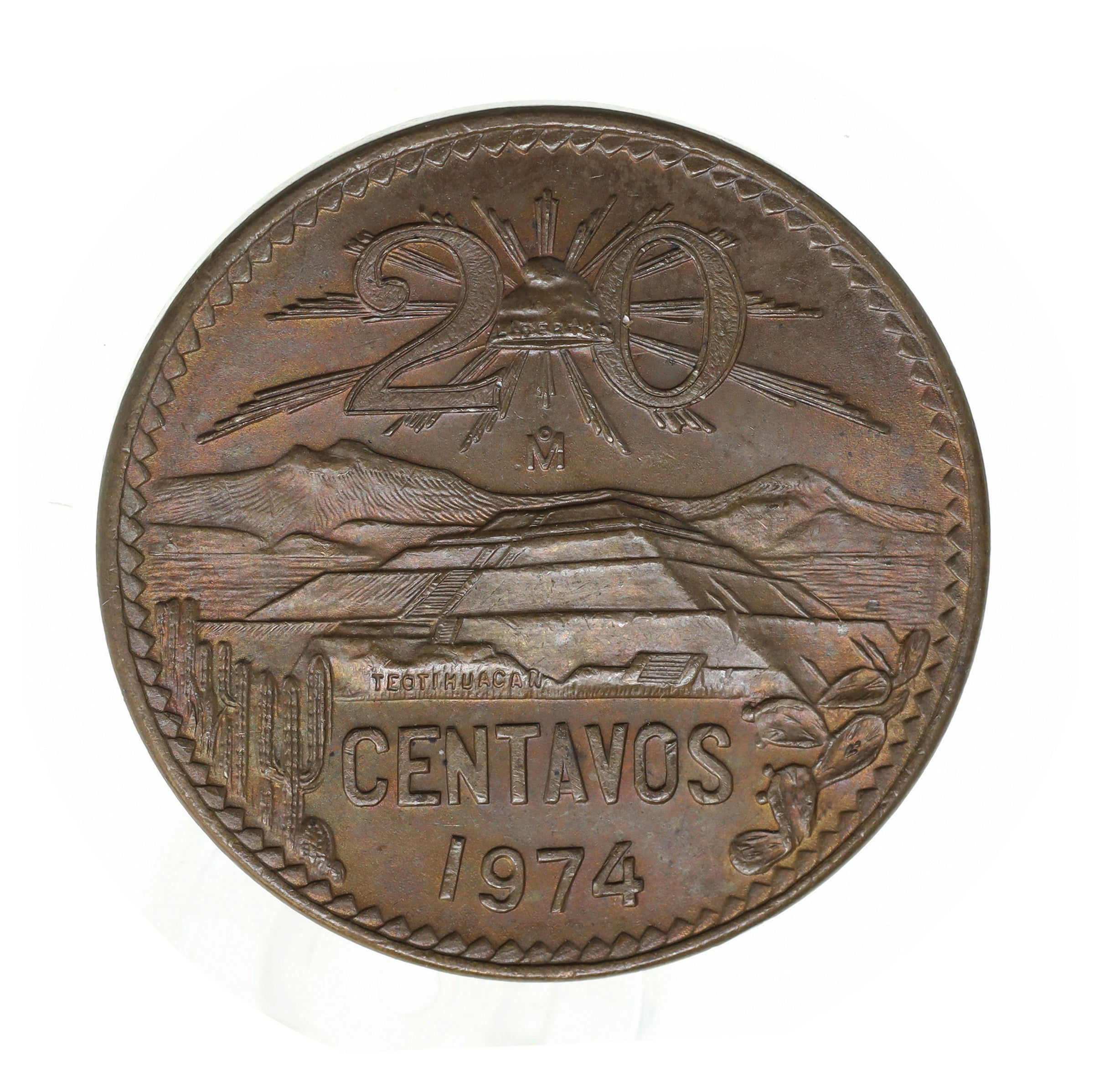 メキシコ 1974Mo 20センターボス コイン Mexico 20 Centavos Bronze