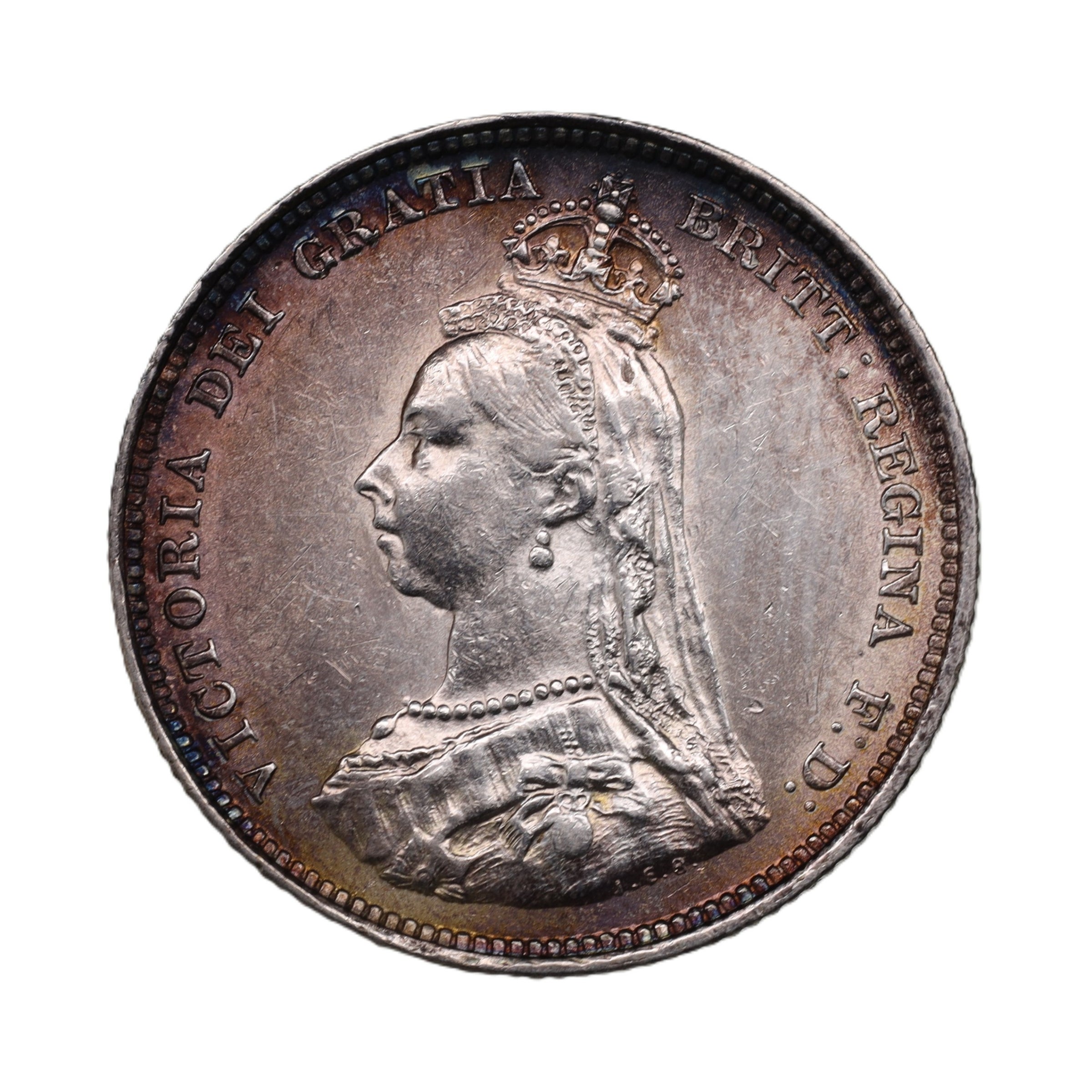 イギリス 1900年 6ペンス 銀貨 ビクトリア トーン Great Britain