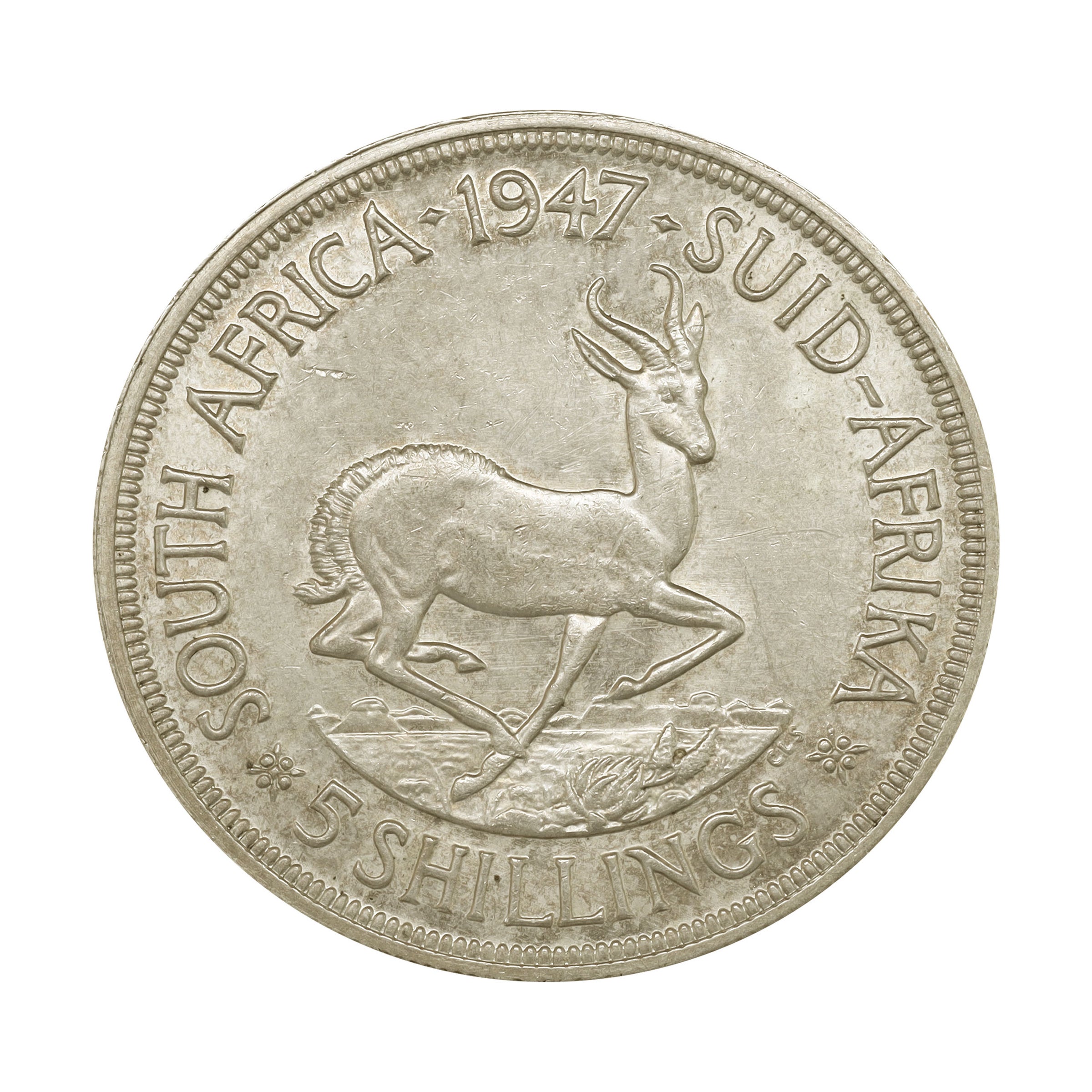 南アフリカ 1947年 5シリング 銀貨 ジョージ6世 South African 5