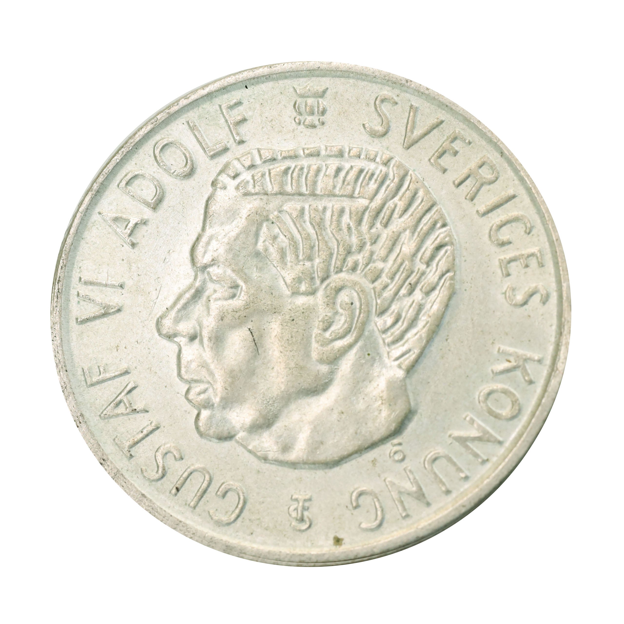 スウェーデン 1959TS 2クローナ 銀貨 グスタフ6世 Sweden 2 Kronor