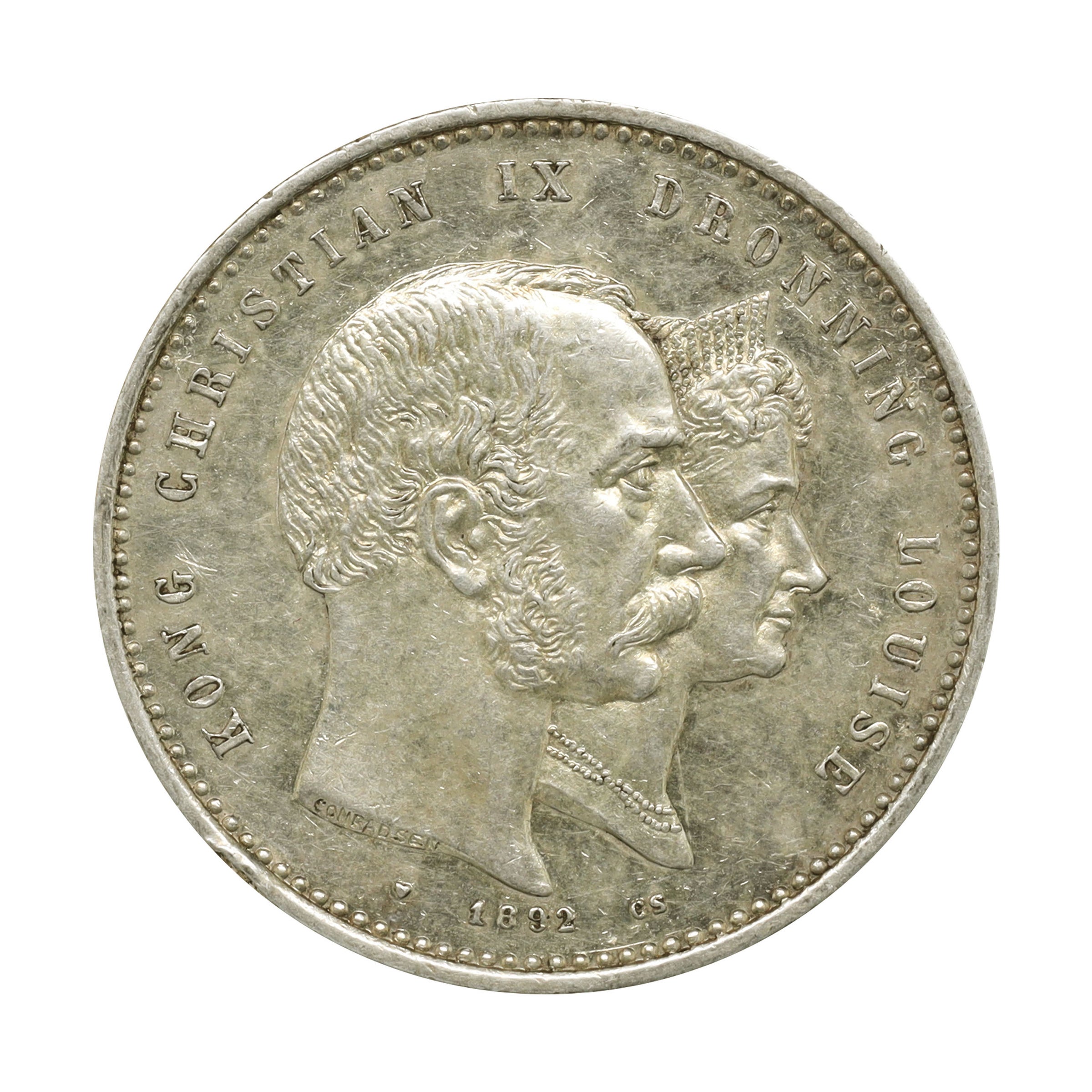 R*a様 1892年 デンマーク 2 クロナー 銀貨ゴールデン ウェディング