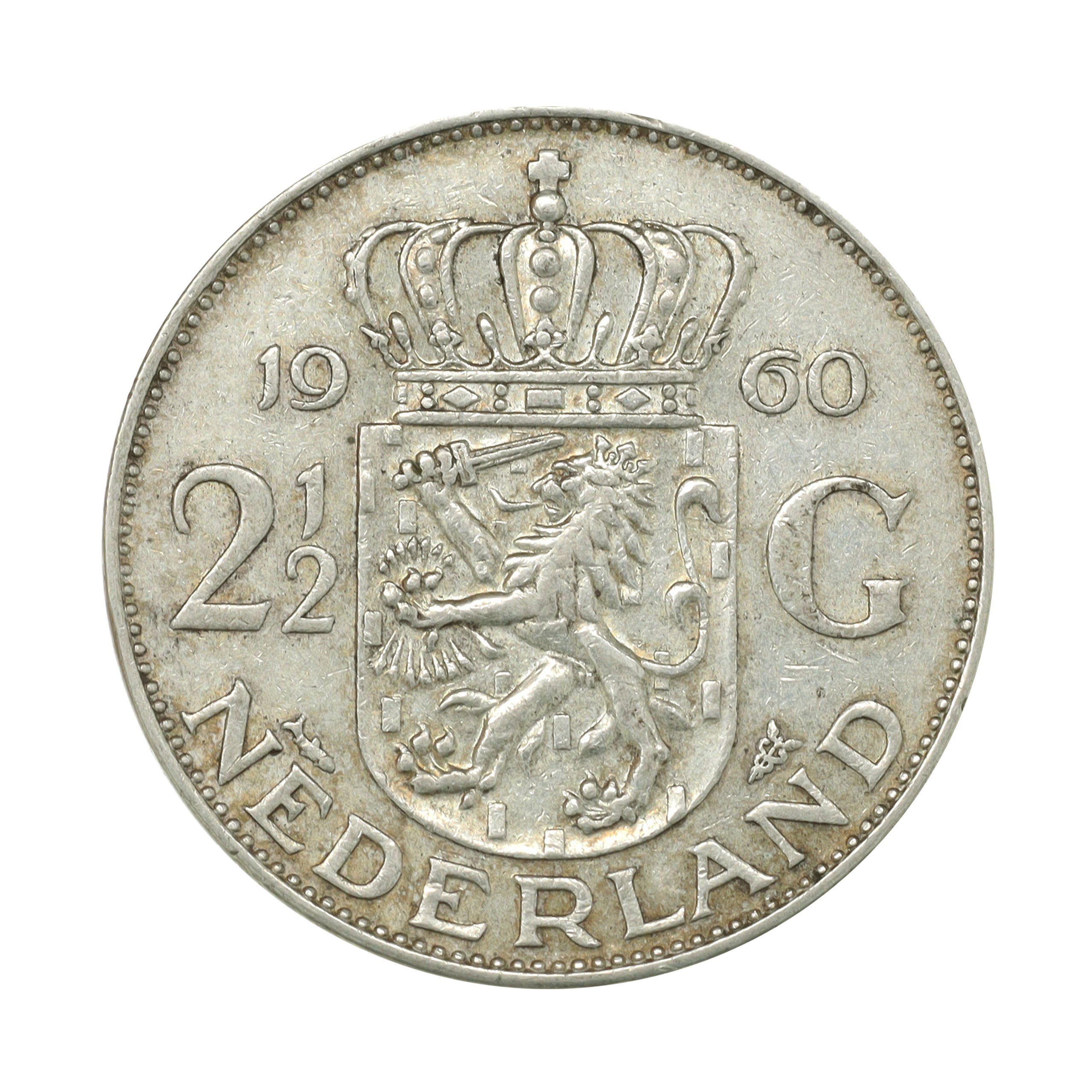 オランダ 1960年 2 1/2ギルダー 銀貨 ジュリアナ Netherlands 2 1/2