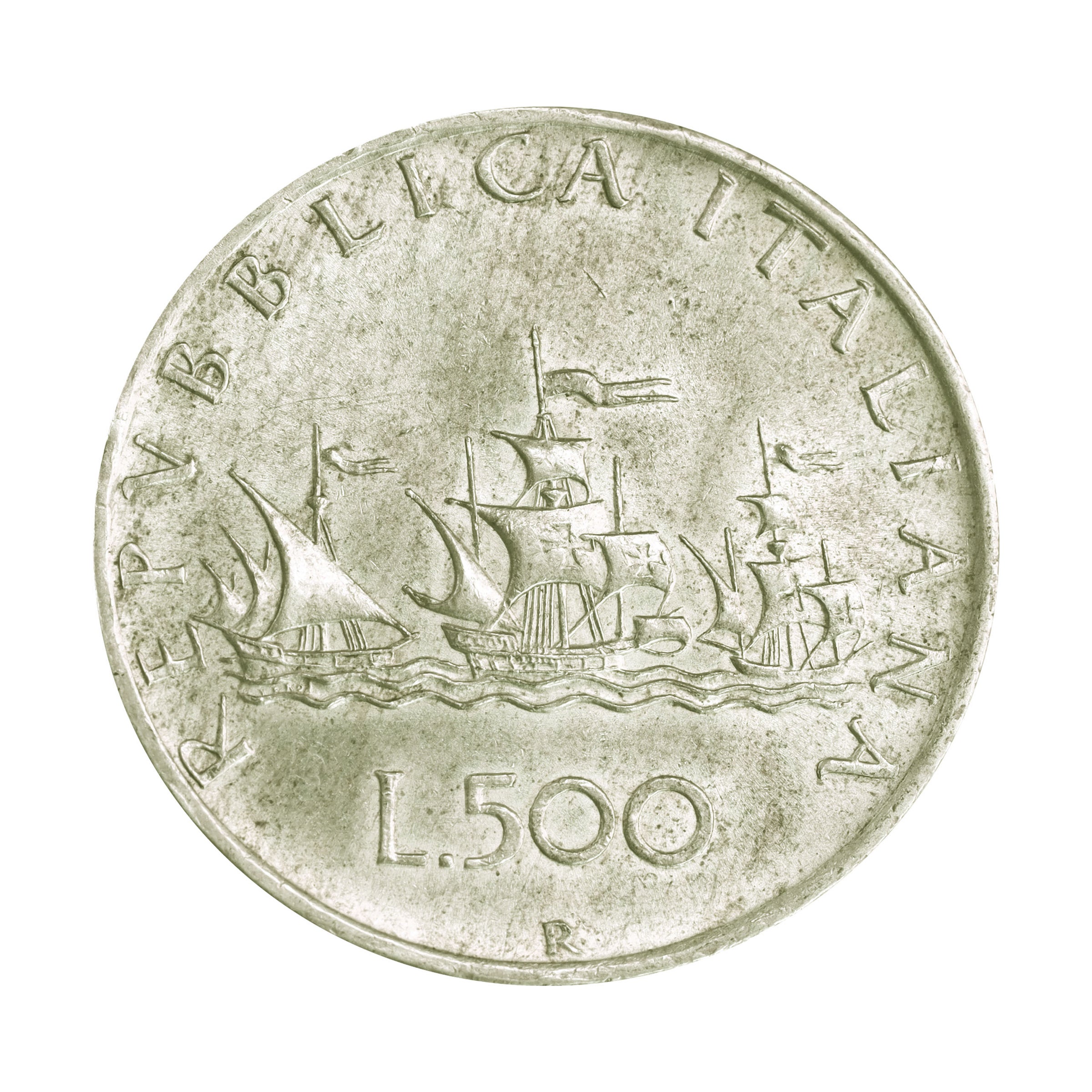 イタリア 1959R 500リラ 銀貨 トーン Italy 500 Lire silver toned