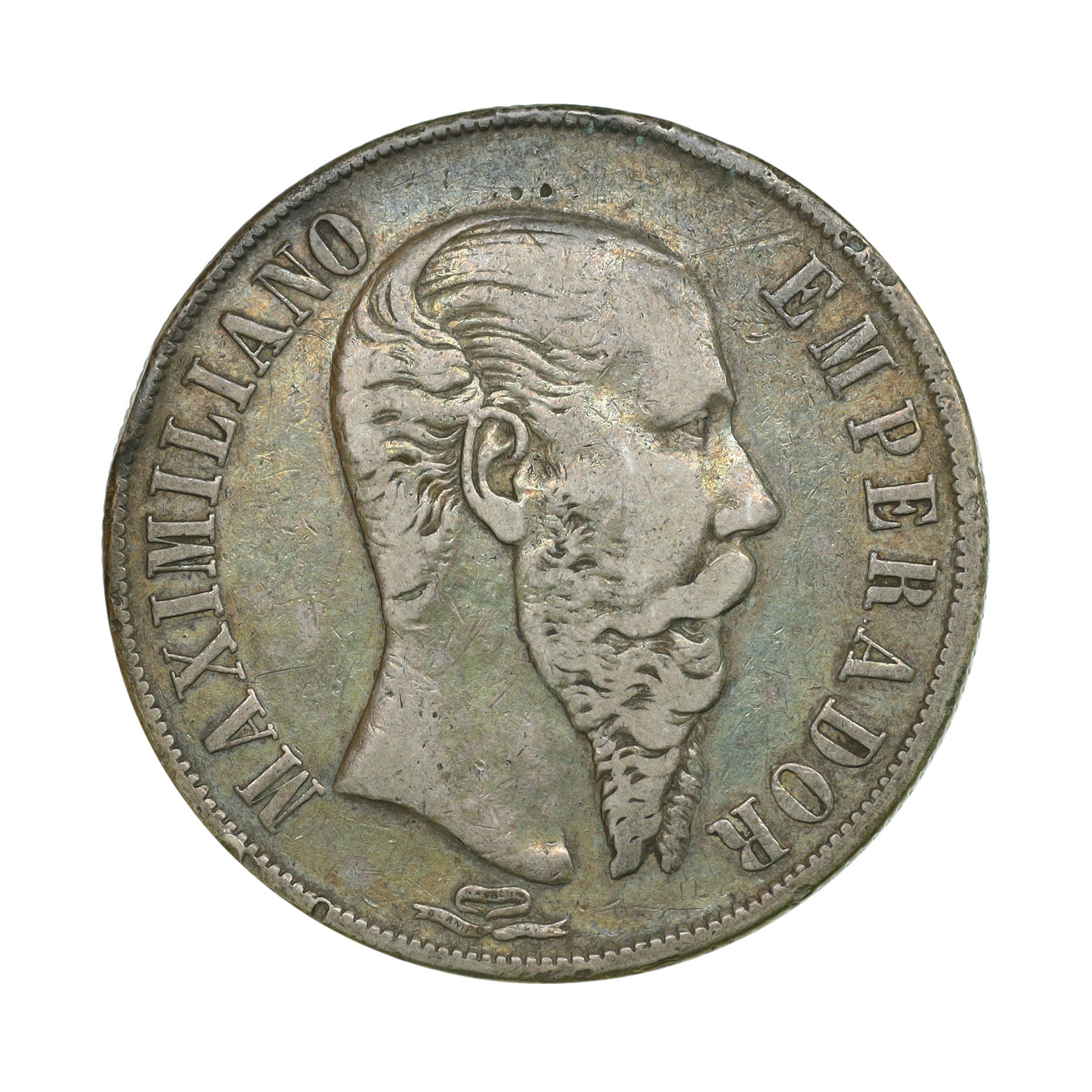 メキシコ 1866Mo 1ペソ 銀貨 マクシミリアン1世 トーン Mexico 1 Peso silver toned Maximiliano I |  コレクション・ワールド